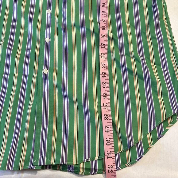 Ralph Lauren Classic-Fit  Long Sleeve Woven Shirt Striped Green‎ Orange Size-XL - Picture 6 of 7